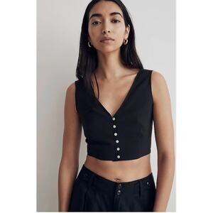 NWT Madewell Softdrape Gwen Crop Vest Top Black sz. 2